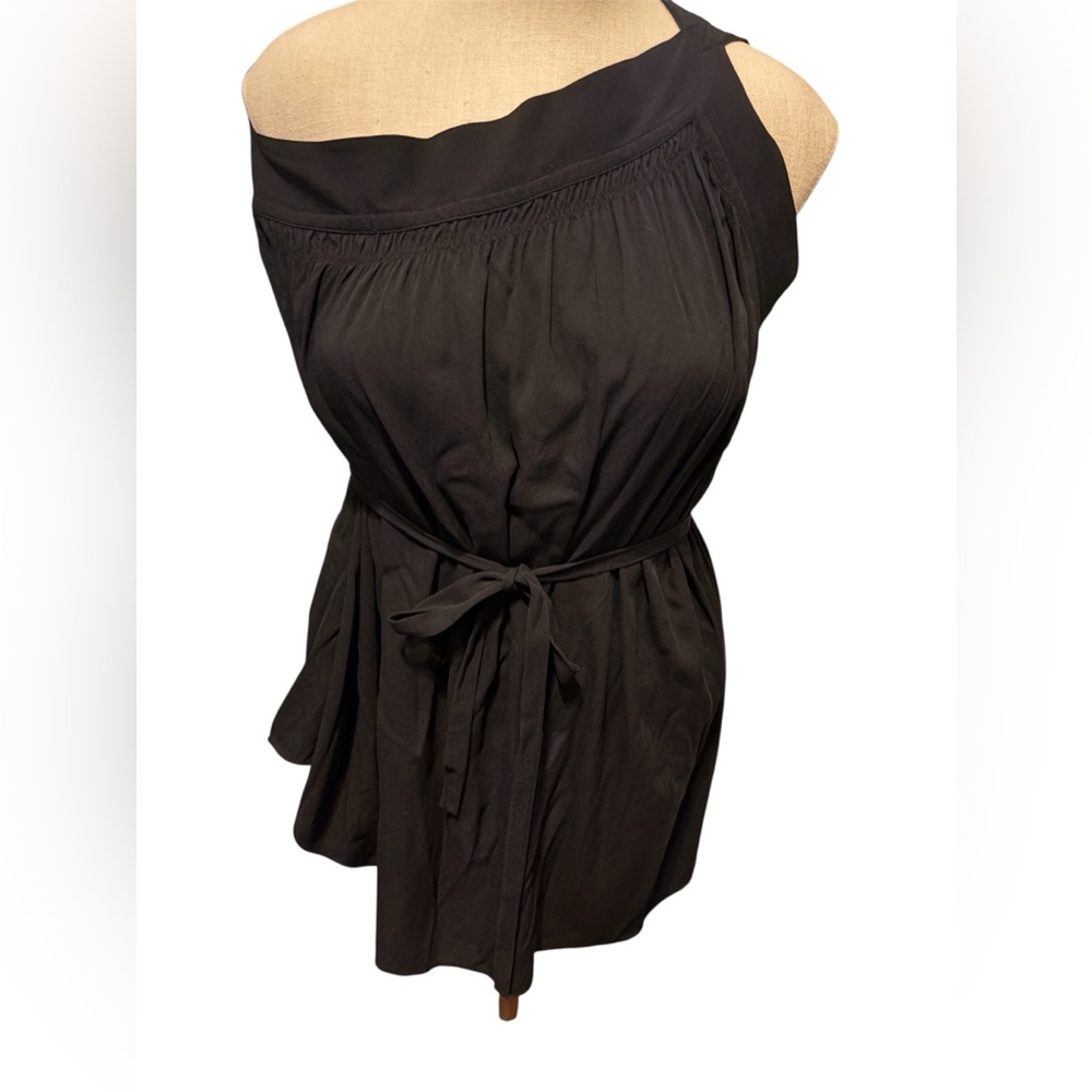 Helmut lang black asymmetrical one shoulder top size xs